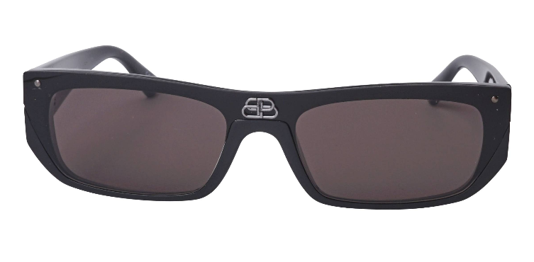 Balenciaga BB 0080S 001 Black/Gray Rectangle Unisex Sunglasses