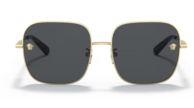 Versace 0VE2246D 100287 Gold/Dark grey Rectangle Women's Sunglasses