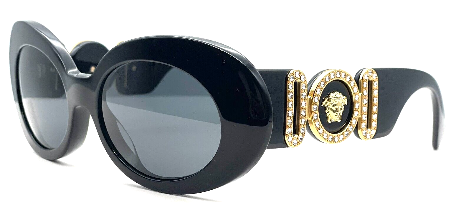 Versace VE4426BU GB1/87 Black-Gold/Dark Gray Oval Women's Sunglasses