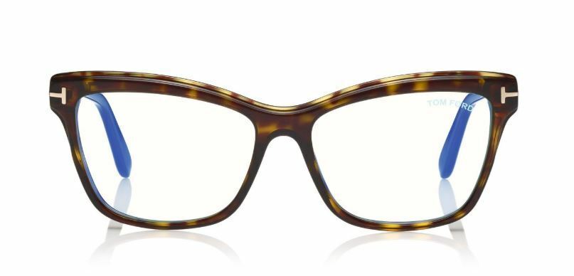 Tom Ford FT 5619-B 052 Shiny Dark Havana/Blue Block Eyeglasses
