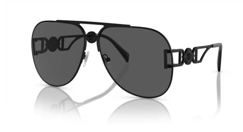 Versace 0VE2255 126187 - Matte black / Dark Grey Wide Men's Sunglasses