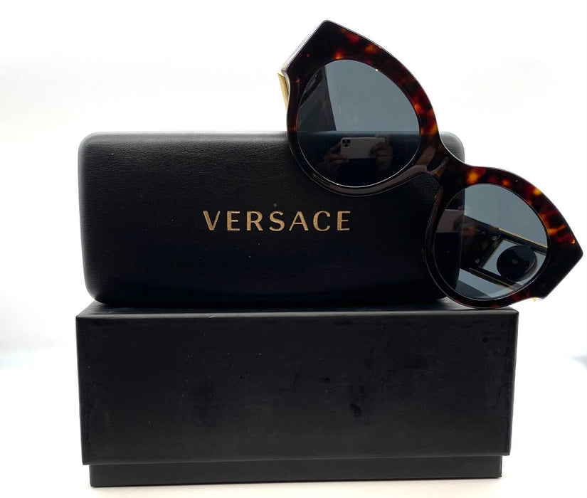 Versace VE4438B 108/87 Dark Havana/Dark Grey Round 52mm Women's Sunglasses