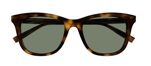 Saint Laurent SL 587/K 002 Havana/Green Square Unisex Sunglasses