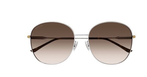 Gucci GG 1416SK 002 Silver/Brown Round Oversized Women's Sunglasses