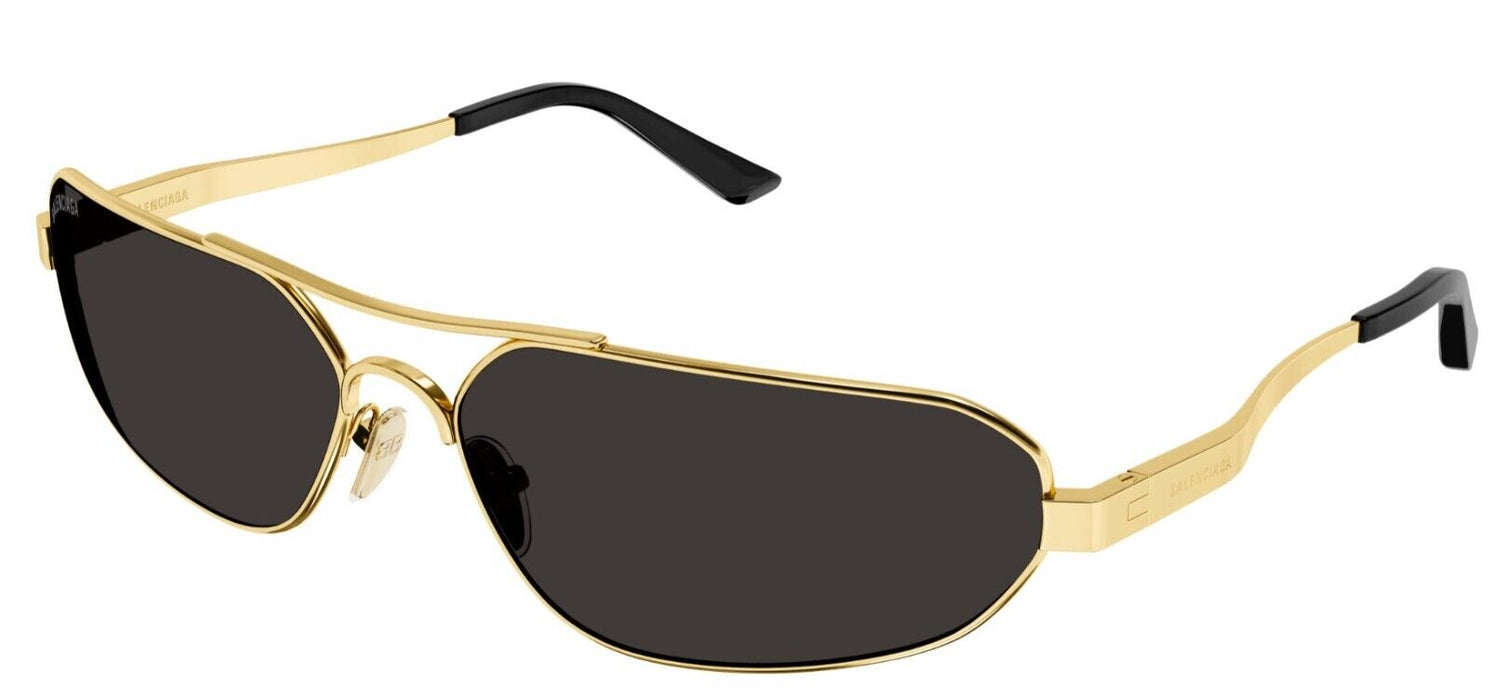 Balenciaga BB0227S-001 Gold/Grey Rectangle Men's Sunglasses