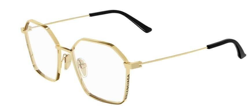 Balenciaga BB0198O 002 Gold Metal Full-Rim Hexagon Men's Eyeglasses