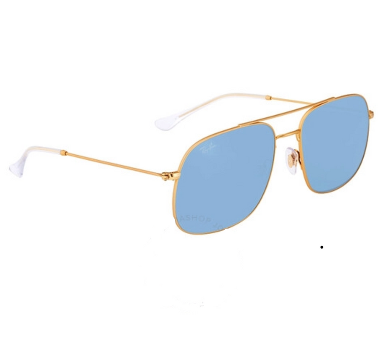 Ray Ban 0RB3595 ANDREA 901380 Gold/Classic Light Blue Sunglasses
