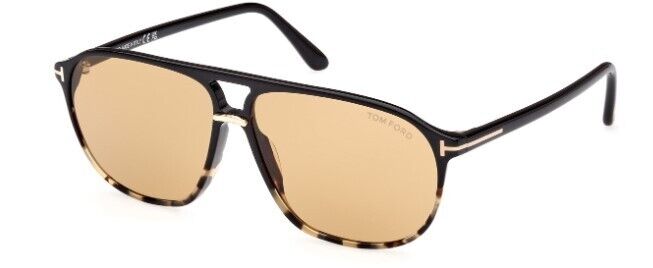 Tom Ford FT1026 Bruce 05E Shiny Tortoise Black/Smoke Men's Sunglasses