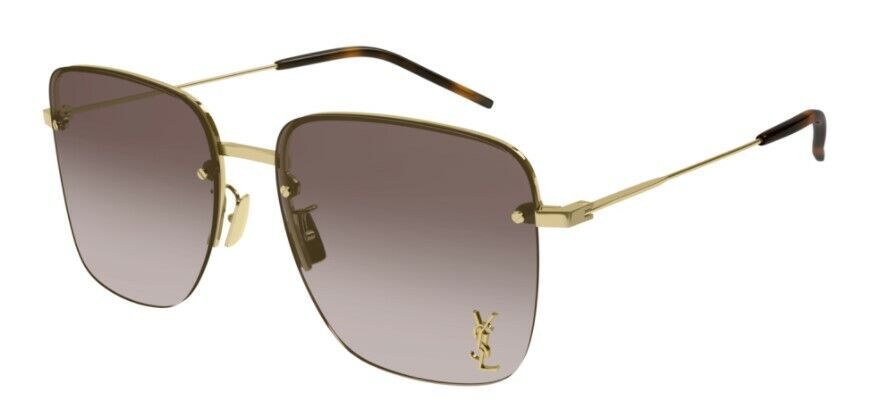 Saint Laurent SL 312 M-008 Gradient Gold/Brown Half-Rim Square Women Sunglasses