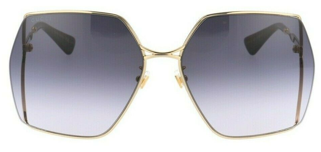 Gucci GG 0817S 001 Gold/Grey Gradient Square Women's Sunglasses