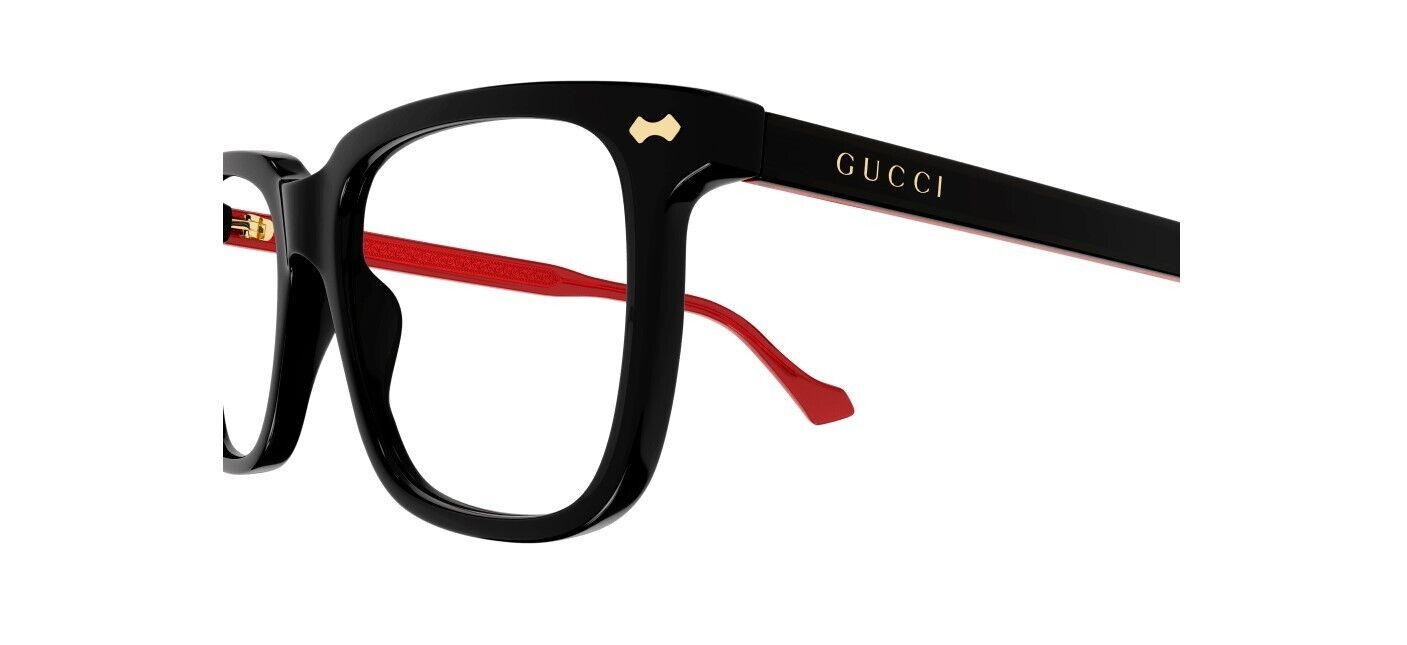 Gucci GG0737O 014 Black Oversized Rectangular Men's Eyeglasses