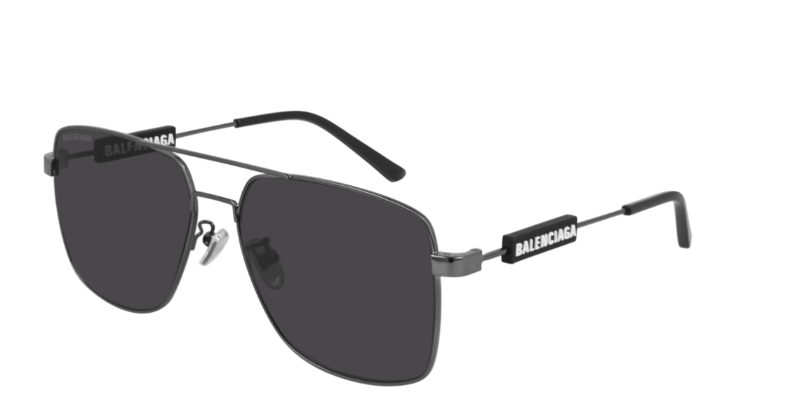Balenciaga BB 0116SA 001 Gray/Gray Navigator Men's Sunglasses