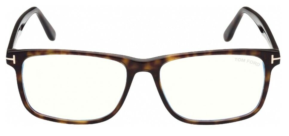 Tom Ford FT5752FB 052 Dark Havana Blue Block Square Men's Eyeglasses