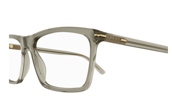 Gucci GG1445O 004 Brown Clear Rectangular Men's Eyeglasses