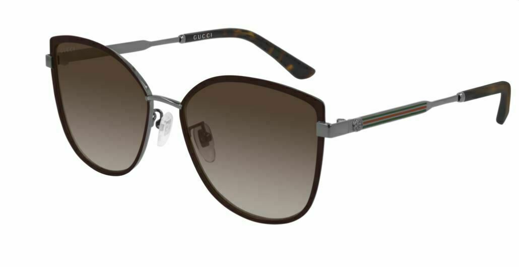 Gucci GG 0589 SK 002 Brown/Ruthenium Gradient Sunglasses