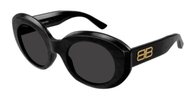 Balenciaga BB0235S-001 Black/Grey Round Women's Sunglasses