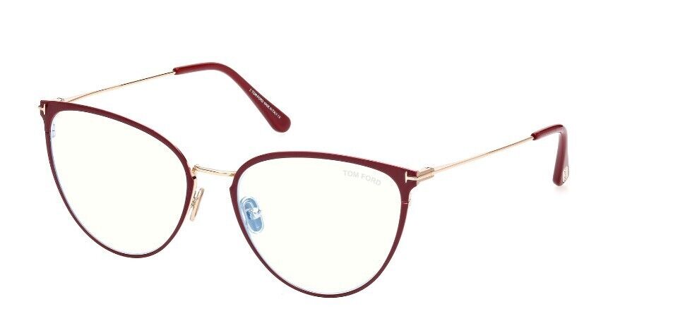 Tom Ford FT5840-B 066 Shiny Red/Blue Block Cat-Eye Women's Eyeglasses