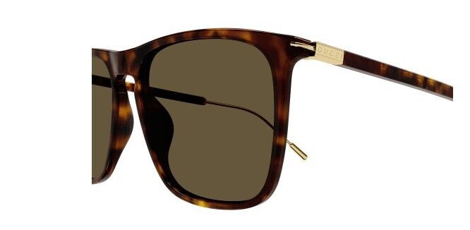 Gucci GG 1269S 002 Havana-Gold/Brown Rectangular Men's Sunglasses