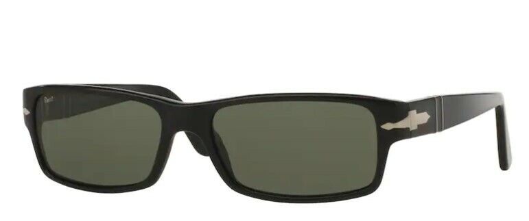 Persol 0PO2747S 95/48 Black/ Silver/Green Polarized Rectangle Men's Sunglasses