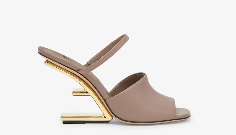 Fendi First Beige Color Dove Gray Leather High-heeled Sandals 8R8212NA7 F1KE2
