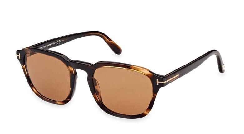 Tom Ford FT0931 Avery 56E Brown Amber Stripes/ Brown Round Men's Sunglasses