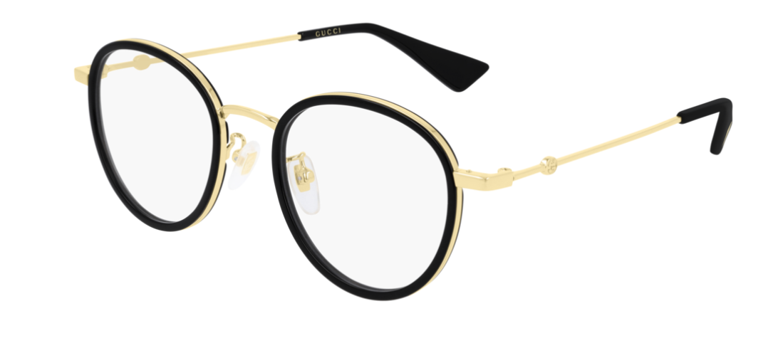 Gucci GG 0608OK 001 Black/Gold Round Unisex Eyeglasses