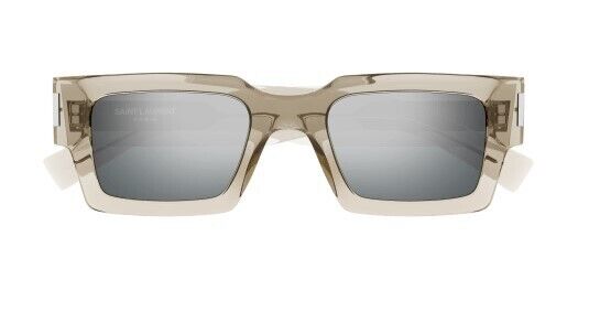 Saint Laurent SL 572 003 Beige/Silver Mirrored Square Unisex Sunglasses