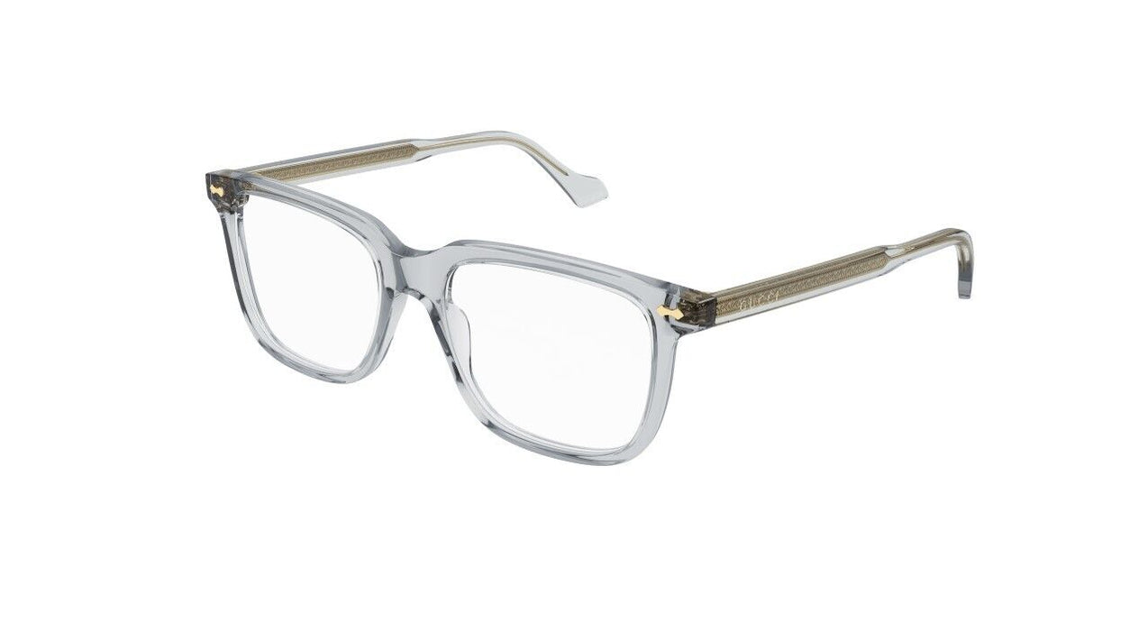 Gucci GG0737O 016 Transparent Grey Oversized Rectangular Men's Eyeglasses