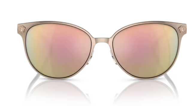 Versace 0VE2168 14095R - Pink gold/Dark grey mirror pink Oval Women's Sunglasses