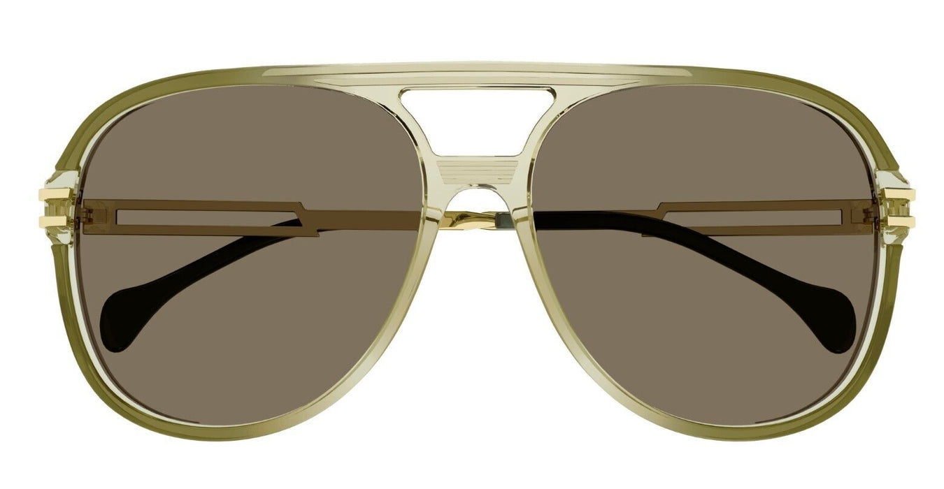 Gucci GG1104S 003 Green/Brown Oversize Teardrop Men's Sunglasses