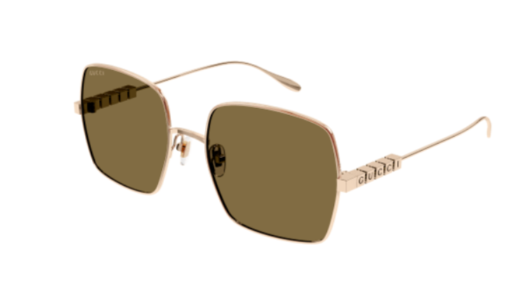 Gucci GG1434S 002 Gold/Brown Oversized Square Women's Sunglasses