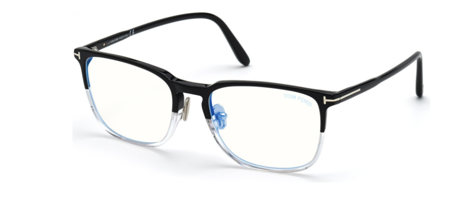 Tom Ford FT 5699-B 005 Shiny Black With Crystal/Blue Block Eyeglasses