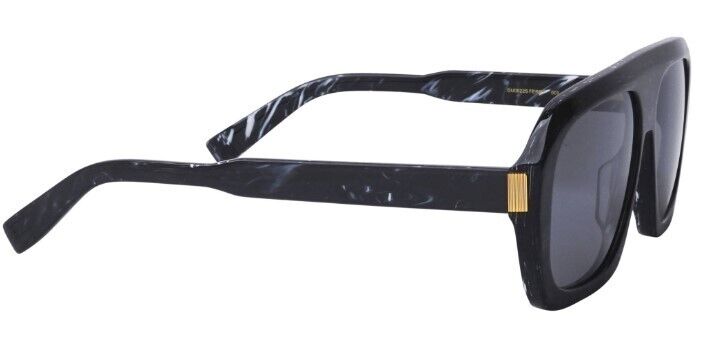 Dunhill DU0022S 003 Black/Silver Mirrored Oversized Square Men's Sunglasses