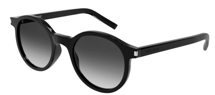 Saint Laurent SL521 001 Black/Grey Full-Rim Round Unisex Sunglasses
