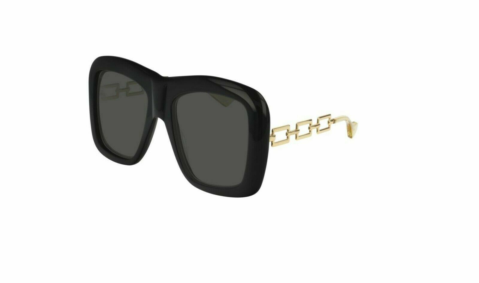 Gucci GG 0499 S 001 Black Gold Oversized Unisex  Sunglasses