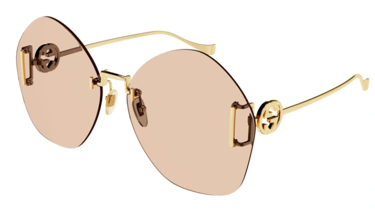 Gucci GG1203S 004 Gold/Brown Oversized Round Women's Sunglasses