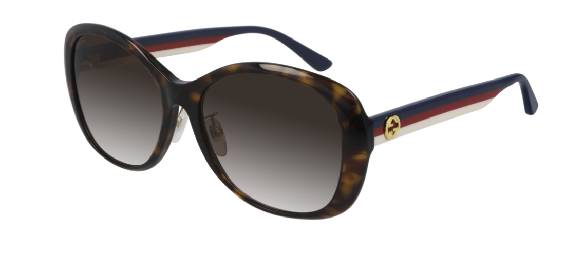 Gucci GG 0849SK 003 Havana Blue/Brown Gradient Round Sunglasses