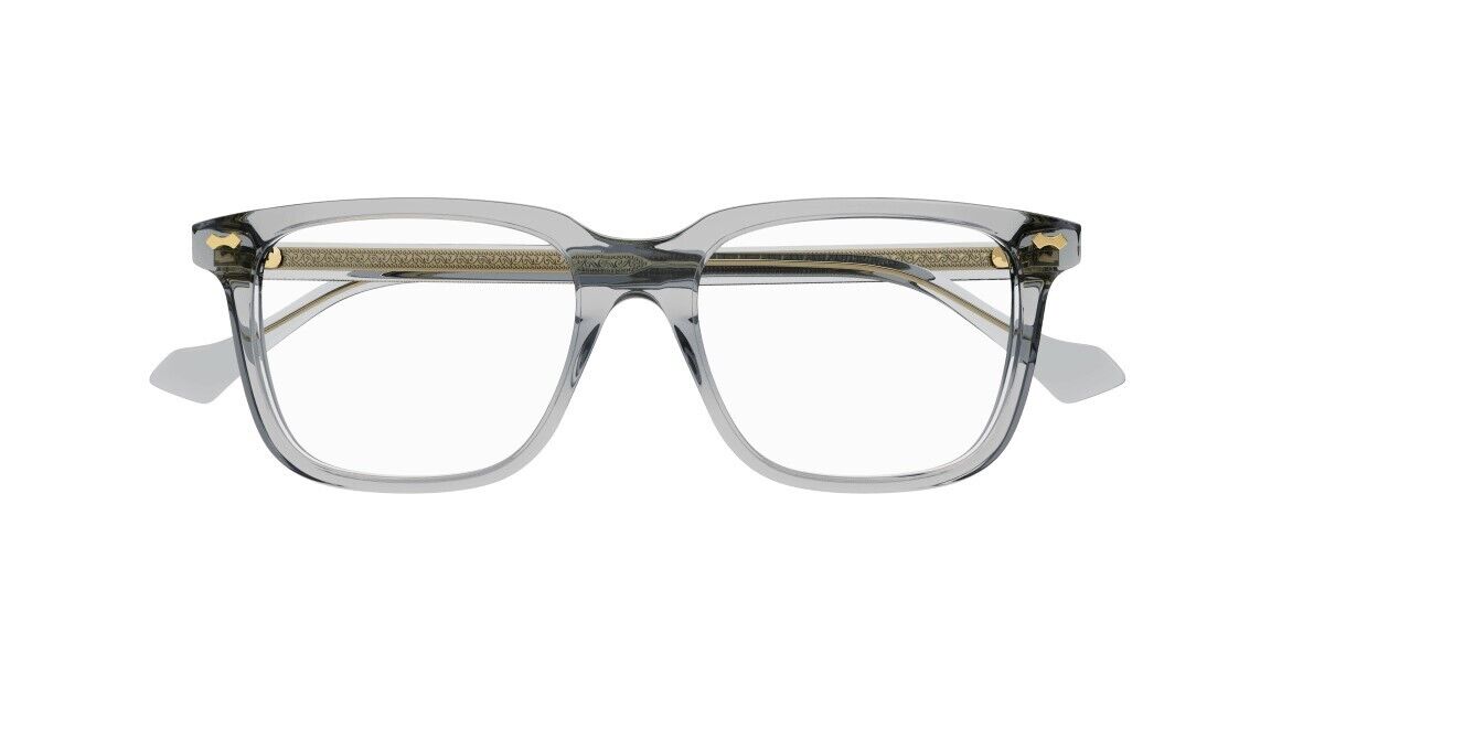 Gucci GG0737O 016 Transparent Grey Oversized Rectangular Men's Eyeglasses