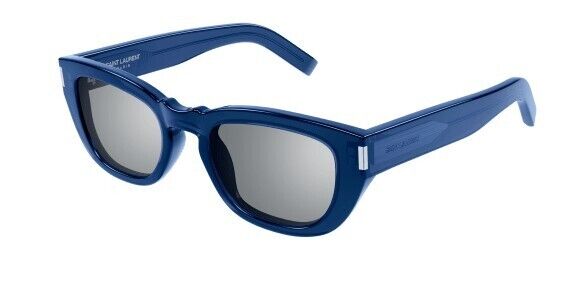 Saint Laurent SL M601 006 Blue/Silver Rectangular Flash Men's Sunglasses