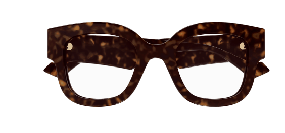 Gucci GG1423O 002 Havana Crystal Rounded Soft Cat Eye Women's Eyeglasses