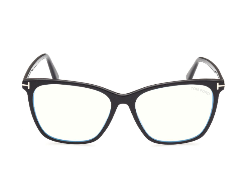 Tom Ford FT 5762-B 001 Shiny Black Blue Light Blocking Square Women Eyeglasses