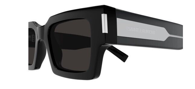 Saint Laurent SL 572 001 Black-Crystal/Grey Square Unisex Sunglasses