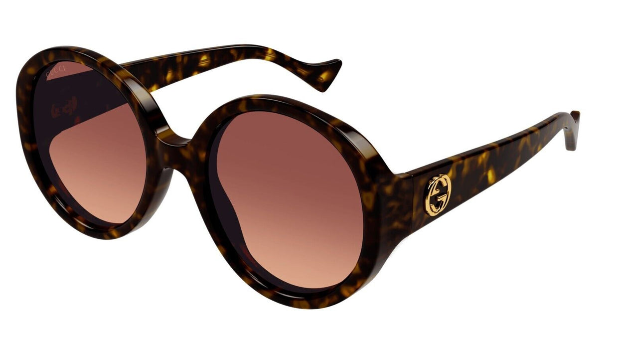 Gucci GG1256S 002 Havana/Red Double Gradient Oversize Round Women's Sunglasses