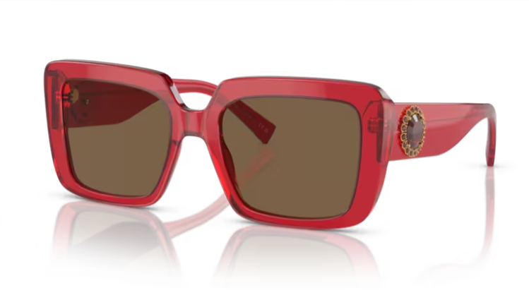 Versace 0VE4384B 528073 Transparent red/ Dark Brown Square Women's Sunglasses