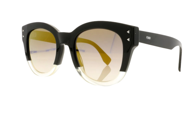 Fendi FF 0239/S 071C/FQ Black Yellow/Grey Gold Mirrored Round Women's Sunglasses