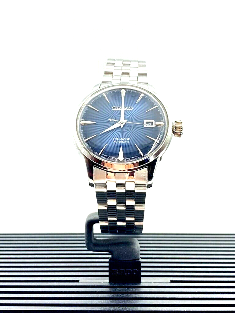Seiko Presage Blue Sunray Dial Stainless Steel Case and Bracelet Men's Watch SRPB41