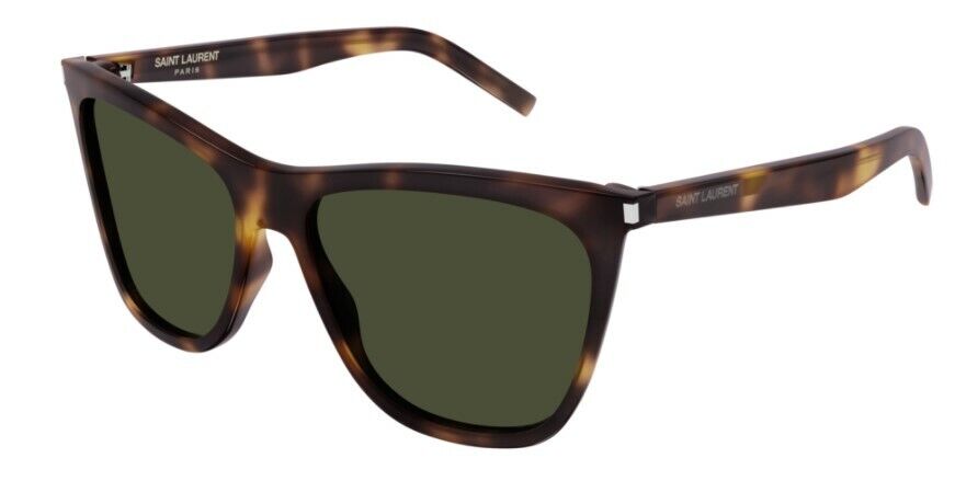 Saint Laurent SL526 002 Havana Green Full-Rim Square Women's Sunglasses