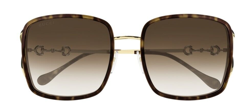 Gucci GG 1016SK-003 Gradient Havana Brown Oversize Metal Square Women Sunglasses