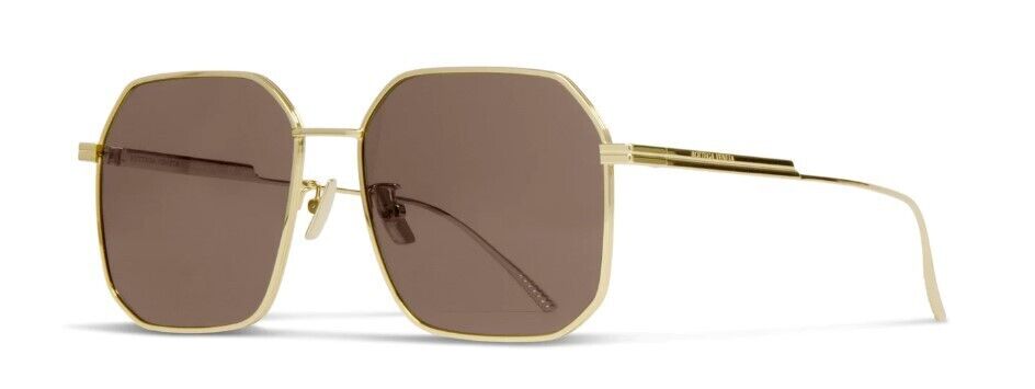 Bottega Veneta BV1108SA 002 Gold/Brown Soft Square Women's Sunglasses