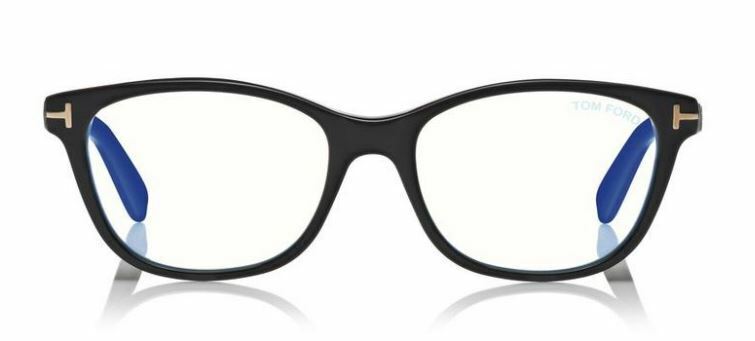 Tom Ford FT 5638-B 001 Shiny Black/Blue Block Women's Eyeglasses